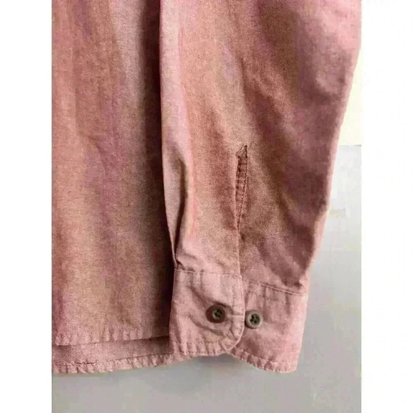 Wrangler Authentics Mens XL Red Chambray Shirt Long Sleeve Cotton Light Wash Vtg - Picture 8 of 11